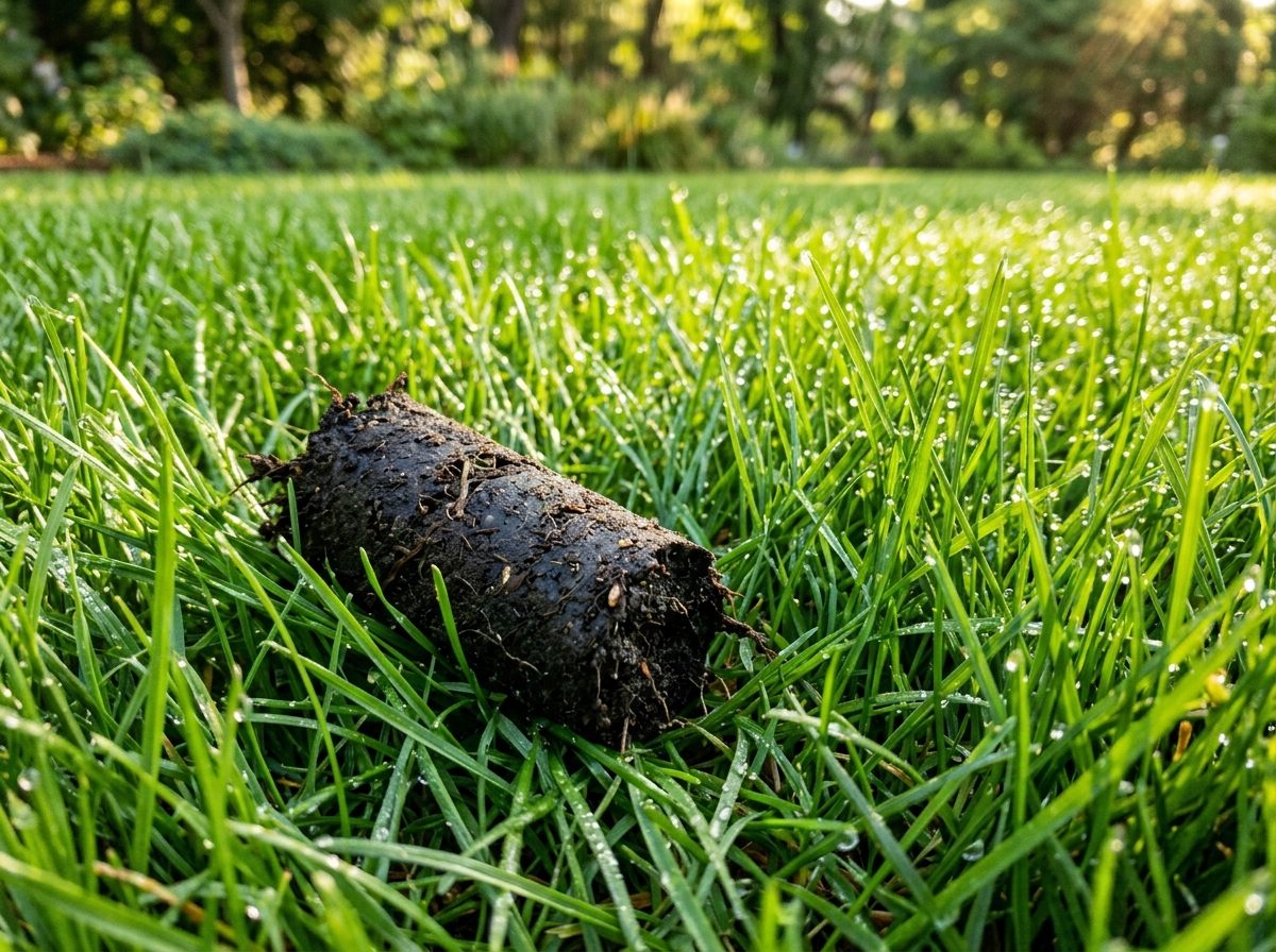 A lush, thick green lawn being fertilized and treated for health